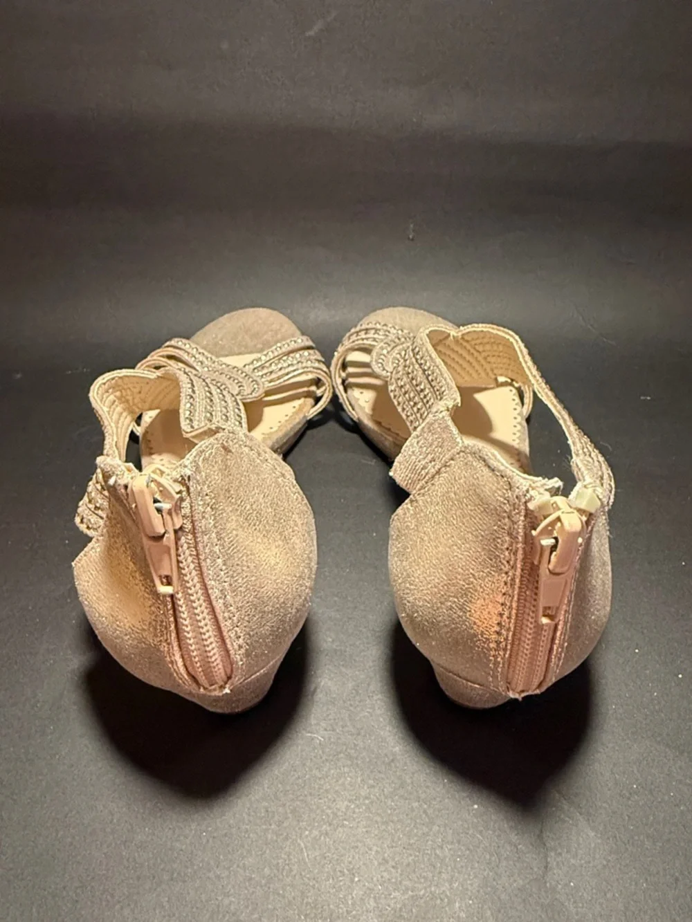 Charter Club Women's Glitter Strappy Heeled Sandals in Champagne 6.5